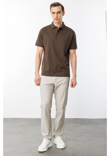 Erkek Polo Yaka Merserize T-Shirt K.kahve