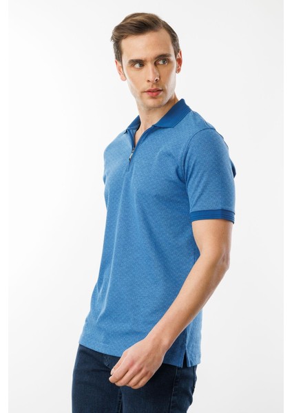 Erkek Fermuarlı Jakarlı T-Shirt Saks fırsatları