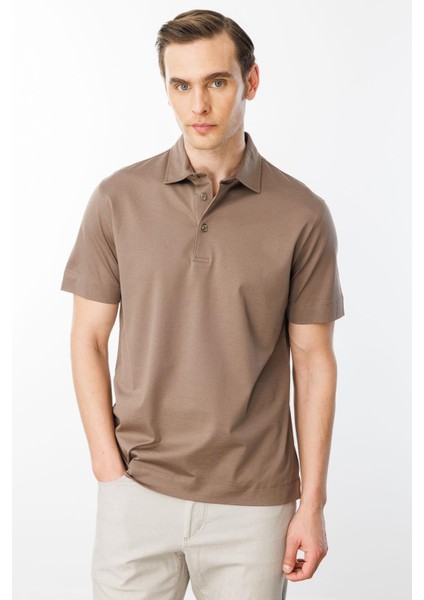 Erkek Polo Yaka Merserize T-Shirt A.kahve