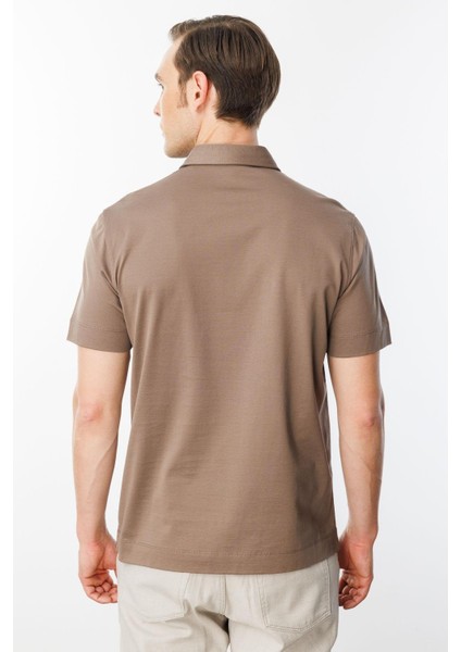 Erkek Polo Yaka Merserize T-Shirt A.kahve modelleri