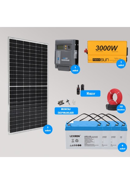 Mini Bağ Evi ve Karavan Solar Güneş Enerji Sistemi 5000W Depolama