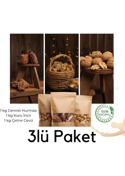 3 kg Şifa Mix - Cennet Hurması + Kuru İncir + Çetnır Ceviz - 3 kg
