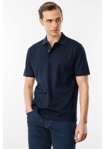 Erkek Polo Yaka Pike Merserize T-Shirt Lacivert fiyatları
