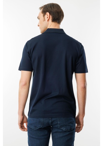 Erkek Polo Yaka Pike Merserize T-Shirt Lacivert modelleri