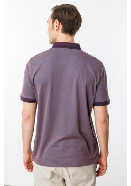 Erkek Polo Yaka Yakası ve Kolu Triko T-Shirt Kahve