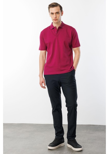 Erkek Polo Yaka Pike Merserize T-Shirt Fuşya modelleri