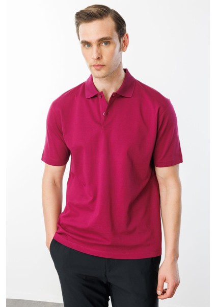 Erkek Polo Yaka Pike Merserize T-Shirt Fuşya indirimleri