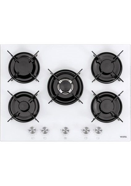 AO-71159 B Dg-W 70 cm 5 Gözü Gazlı (1 Gözü Wok'lu) Ankastre Ocak