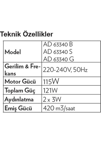AD-63340 G Ankastre Davlumbaz