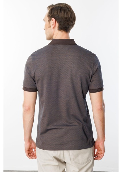 Erkek Fermuarlı Jakarlı T-Shirt Kahve modelleri