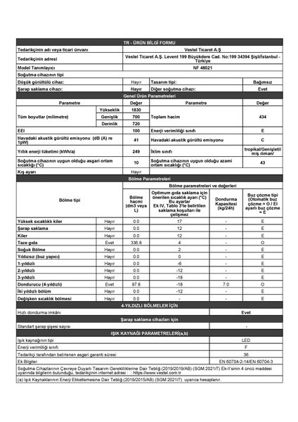 Nf 48021 434 Lt No Frost Buzdolabı