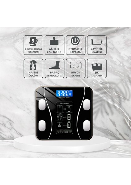 TF-1075 Dijital Baskül Yağ Ölçer Fonksiyonlu Akıllı Baskül Bluetooth Tartı