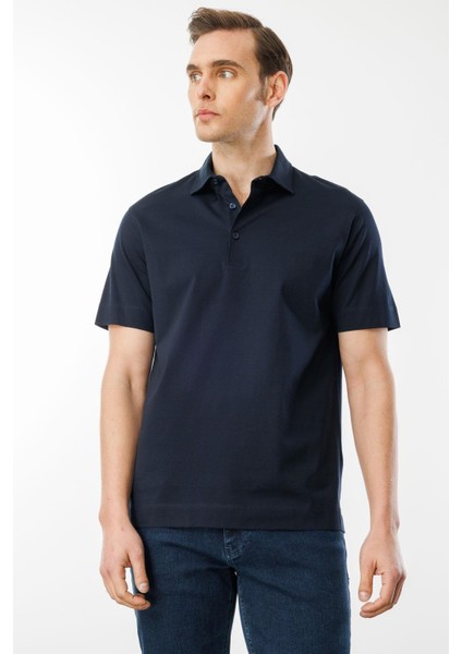 Erkek Polo Yaka Merserize T-Shirt K.lacivert
