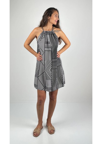 DIANA Halter Yaka Askılı Kısa Viskon Elbise modelleri