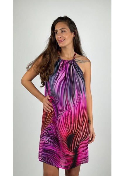 DIANA Halter Yaka Askılı Kısa Viskon Elbise fiyatları