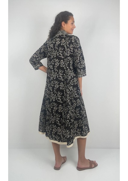 MARCIA DRESS V Yaka Desenli El Baskısı Uzun Elbise indirimleri