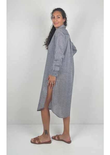 PRIMA Gömlek Yaka Uzun Kol Desenli Yırtmaçlı Düğmeli El Baskısı Uzun Gömlek modelleri