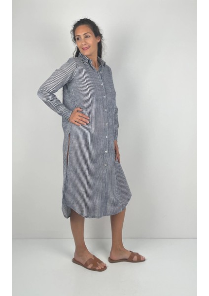 PRIMA Gömlek Yaka Uzun Kol Desenli Yırtmaçlı Düğmeli El Baskısı Uzun Gömlek indirimleri