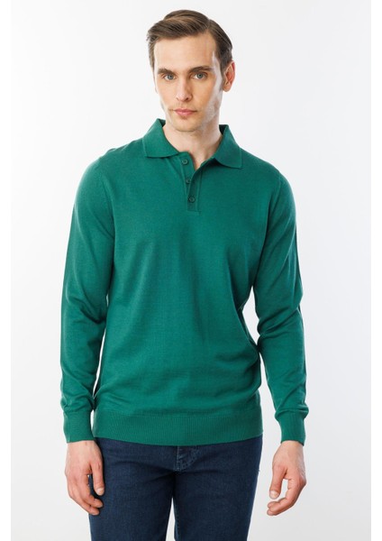 Erkek Basic Polo Yaka Ince Triko Kazak Ö.başı