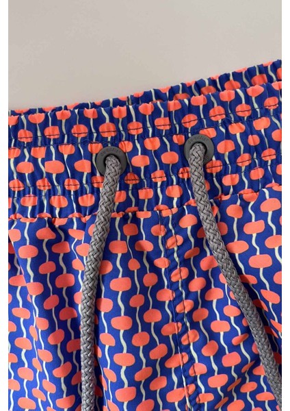 845 Erkek Mavi Turuncu Desenli Deniz Şortu fiyatları