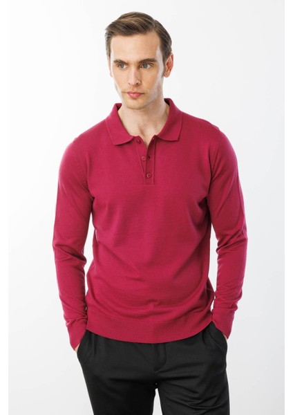 Erkek Basic Polo Yaka Ince Triko Kazak Sıklamen fiyatları