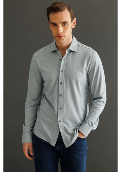 Erkek Uzun Kol Manşetli Gömlek Gri fiyatları