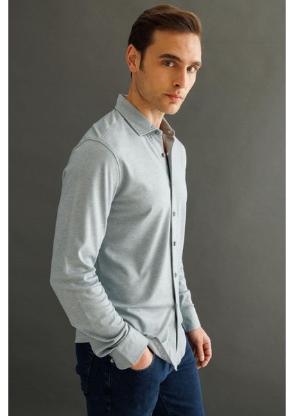 Erkek Uzun Kol Manşetli Gömlek Gri fırsatları