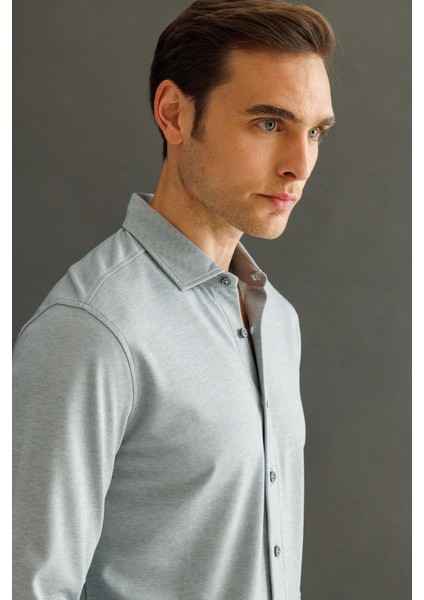 Erkek Uzun Kol Manşetli Gömlek Gri indirimleri