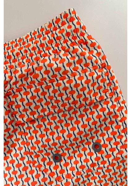 845 Erkek Krem Turuncu Desenli Deniz Şortu fırsatları