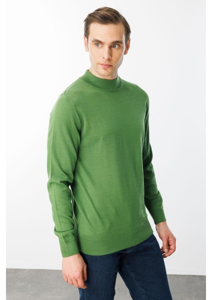 Erkek Basic Yarım Balıkçı Ince Triko Kazak K.yosun fiyatları