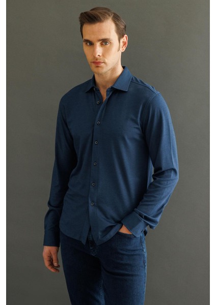 Erkek Uzun Kol Manşetli Gömlek Petrol fırsatları