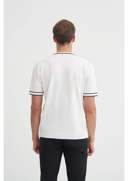 Bisiklet Yaka Regular Fit Çizgili Triko Tişört modelleri