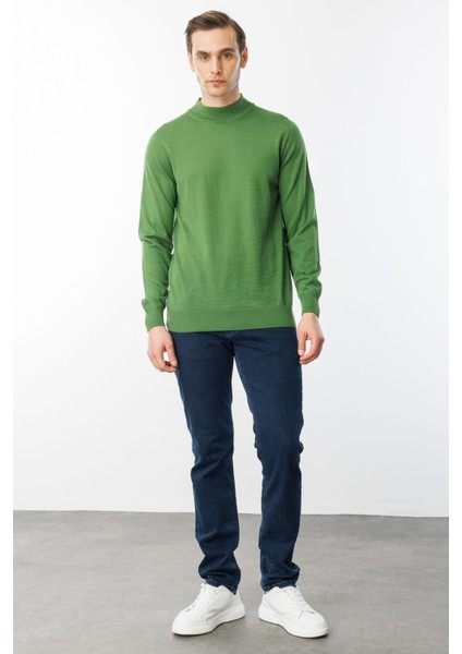 Erkek Basic Yarım Balıkçı Ince Triko Kazak K.yosun fırsatları