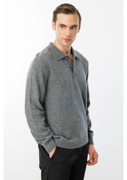 Erkek Polo Yaka Basic Yün Kazak Füme fiyatları