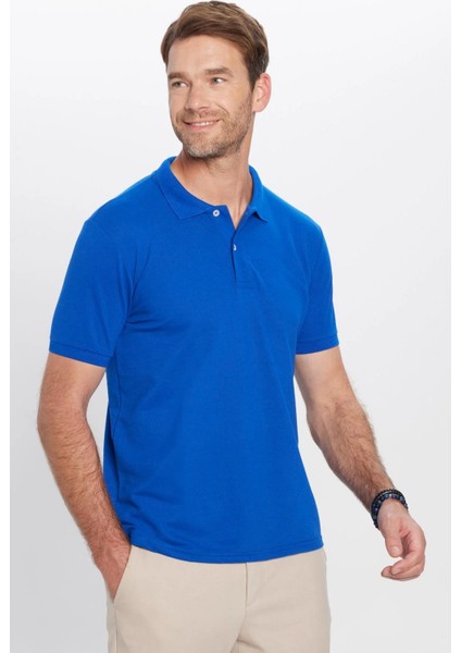 Erkek 5'li Pkt Kırmızı-Saks Mavi-Zümrüt Yeşili-Mavi-Bej Slim Fit Pamuklu Düz Pike Polo Yaka Tişört modelleri