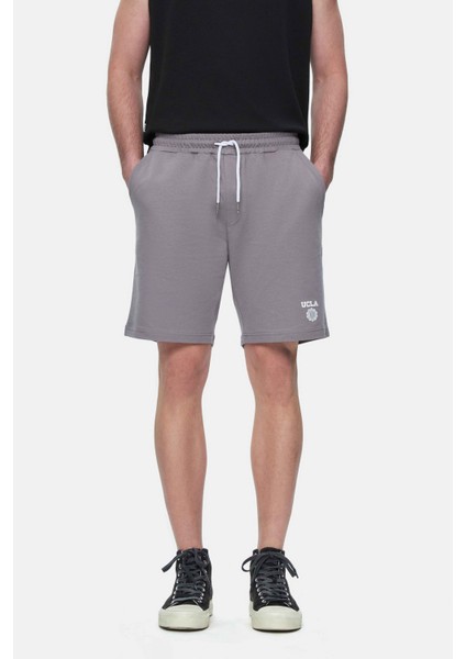 Fowler Koyu Gri Baskılı Baskılı Standard Fit Erkek Örme Şort