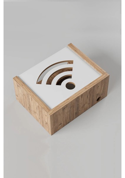 Duvar Düzenleyici Ahşap Dekoratif Atlantik Wifi Kutusu