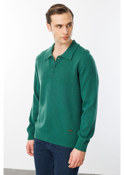 Erkek Polo Yaka Basic Yün Kazak Ö.başı