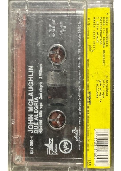 John Mc Laughlin Trio Que Alegria Kaset fiyatları