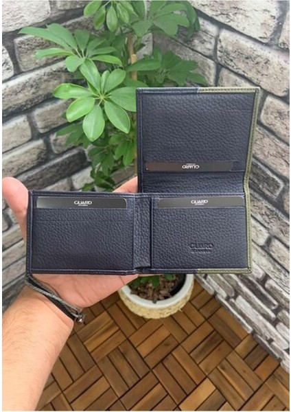 Deri Mat Yeşil/lacivert Erkek Cüzdanı (T1367)