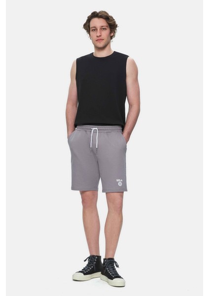 Fowler Koyu Gri Baskılı Baskılı Standard Fit Erkek Örme Şort
