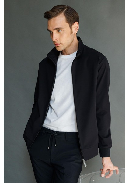 Erkek Hakim Yaka Yan Cepli Mont Siyah fiyatları