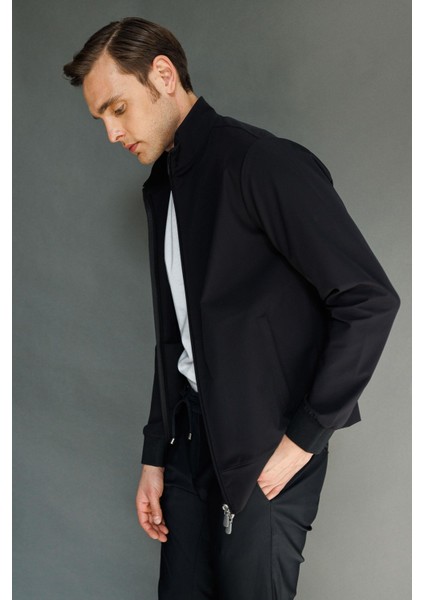 Erkek Hakim Yaka Yan Cepli Mont Siyah modelleri