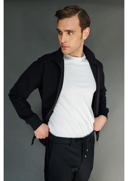 Erkek Hakim Yaka Yan Cepli Mont Siyah indirimleri