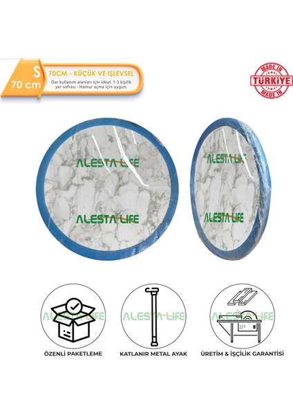 70 cm Beyaz Katlanabilir Metal Ayaklı Yer Sofrası | Hamur Açma Tahtası | Oyun Masası - 21 cm Yükseklik fiyatları