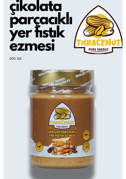 Çikolata Parçacıklı Yer Fıstık Ezmesi 300G (%80 Fıstık %20 Sütlü Çikolata Parçacıklı) – Doğal – Katkısız