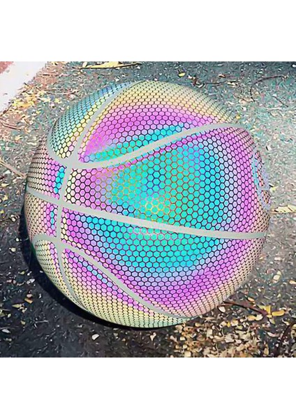 Reflektörlü Basketbol Topu Yüksek Kaliteli Hologramlı Gece Parlayan Basketbol Top