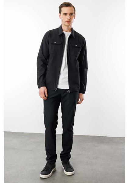 Erkek Polo Yaka Göğsü Cepli Mont Siyah fırsatları