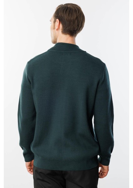 Erkek Hakim Yaka Çelik Örgü Triko Yün Ceket Yeşil modelleri