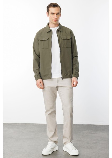 Erkek Polo Yaka Göğsü Cepli Mont Haki fırsatları